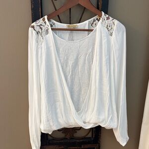Democracy Cream Blouse with Lace Details